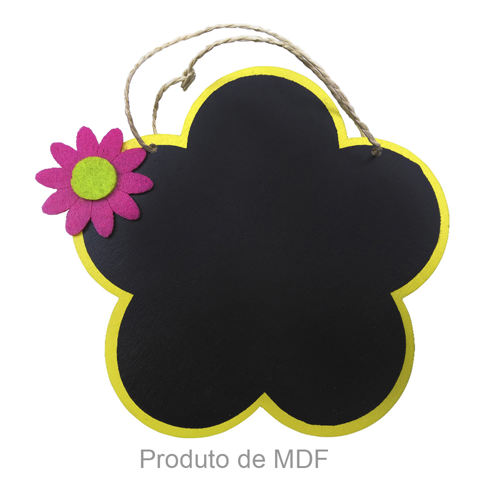 ENFEITE PLACA FLOR (AMARELO) 11X12,5cm