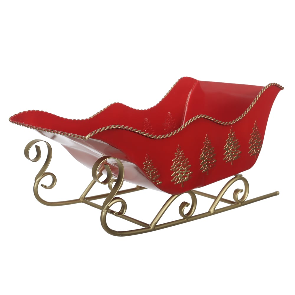 NATAL  TRENO METAL 18X19X39cm (VERMELHO DOURADO)