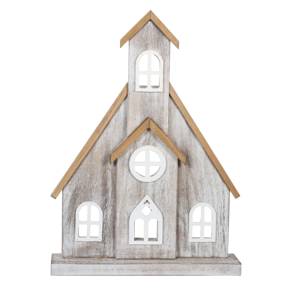 NATAL  LANTERNA DECORATIVA CASINHA 38,5X6X28cm (BRANCO MARROM)