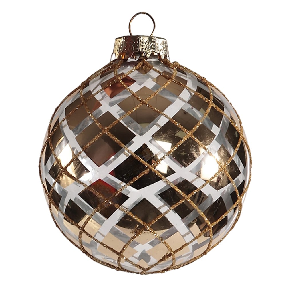 BOLAS DECORADAS VIDRO BOROSSILICATO NATAL (DOURADO PRATA) 8D