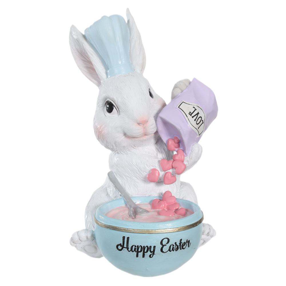 RESINA DECORATIVA COELHO CONFEITEIRO CANDY (BRANCO) 22X14cm