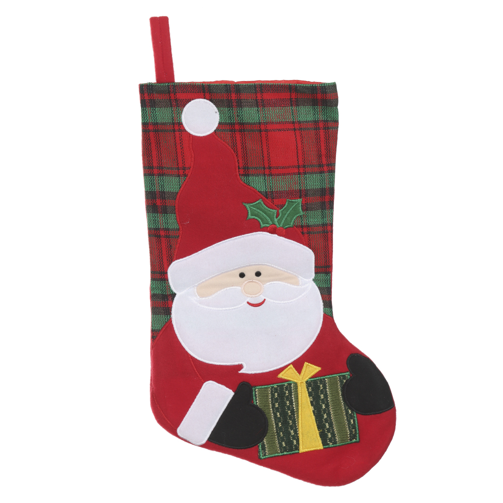 NATAL MEIA PAPAI NOEL (VERMELHO VERDE) 41X26cm