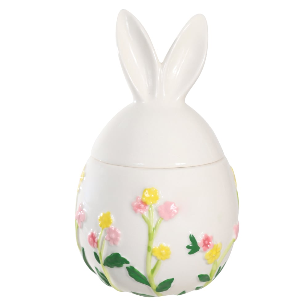 POTE DECORATIVO COM TAMPA (BRANCO) 15,3X9cm