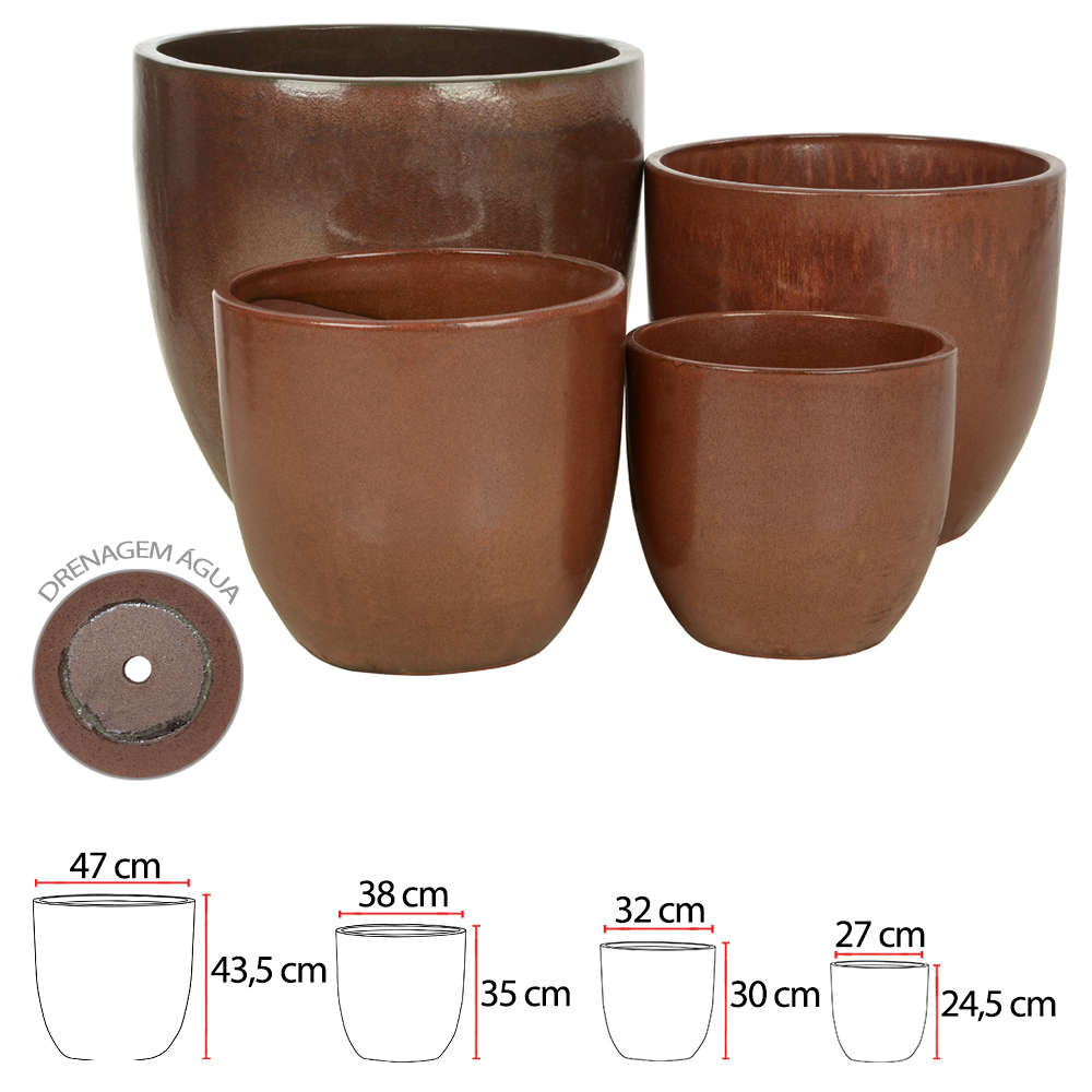 VASO CERAMICA C/4 UNI (CORTEN) 43,5cm