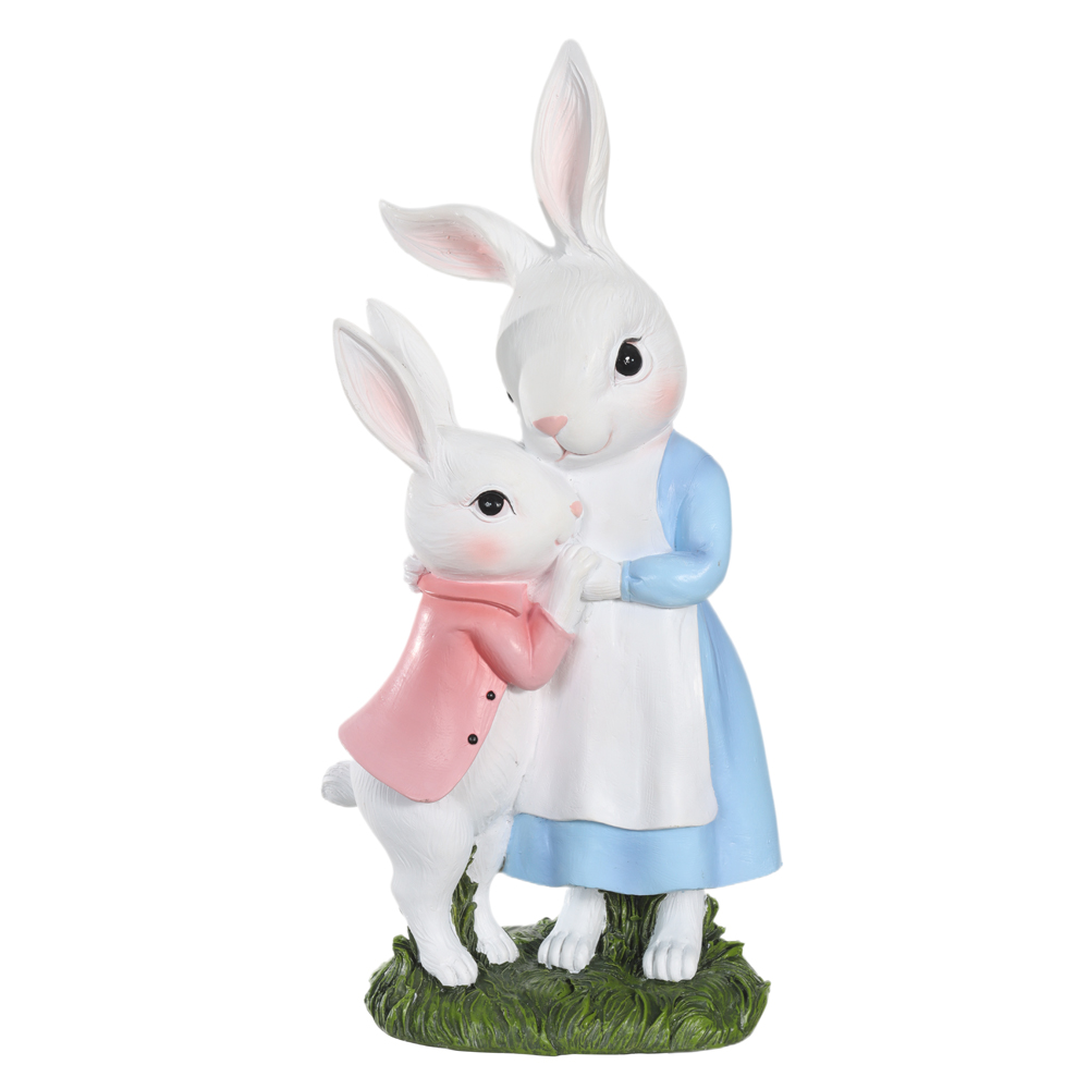 RESINA DECORATIVA COELHOS VIBRANTE (BRANCO) 30cm