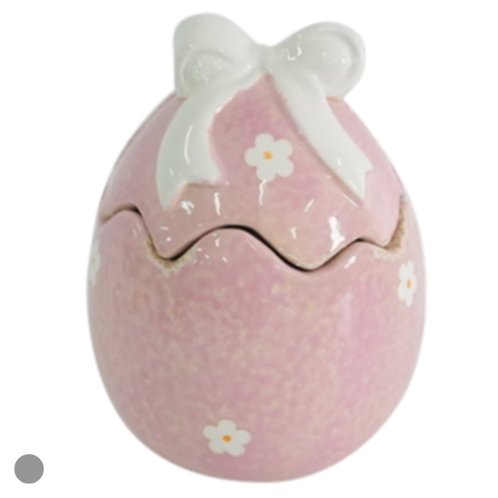 POTE DECORATIVO OVO C/TAMPA (ROSA) 12cm