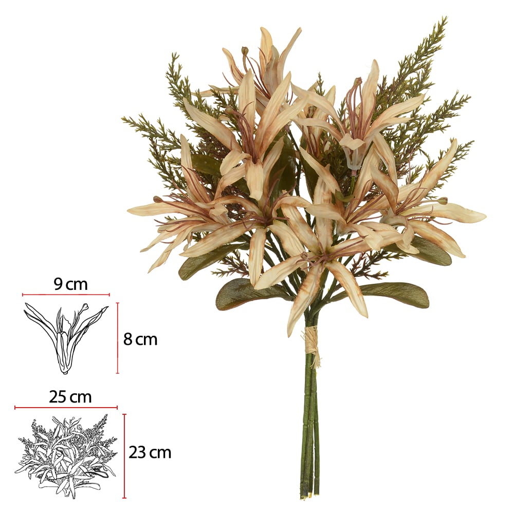 B.LIRIO RAMALHETE C/FITA X5 (PALHA OUTONO) 39cm