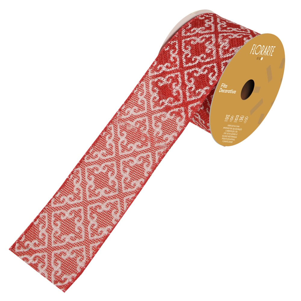 FITA ARAMADA JUTA C/COSTURA (VERMELHO BRANCO) 6,3cmX9,14m