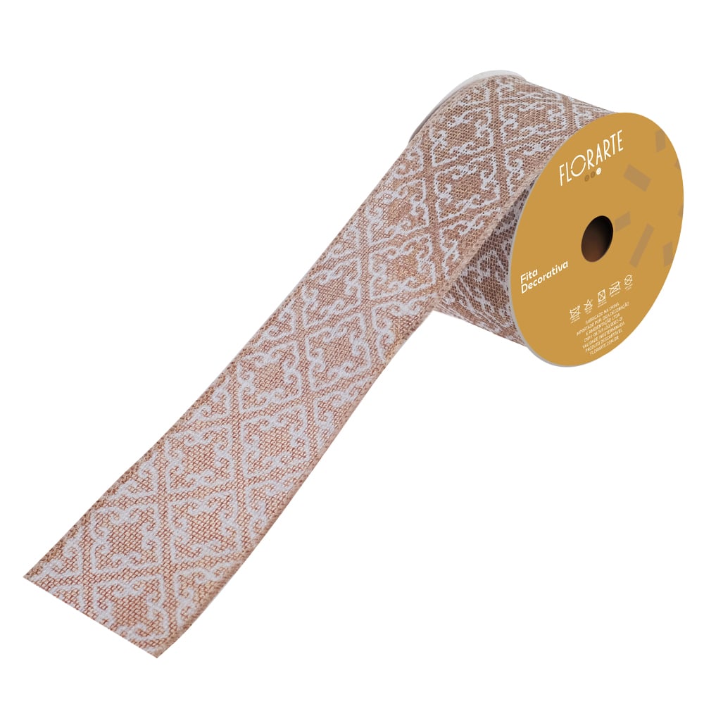 FITA ARAMADA JUTA C/COSTURA (BEGE BRANCO) 6,3cmX9,14m