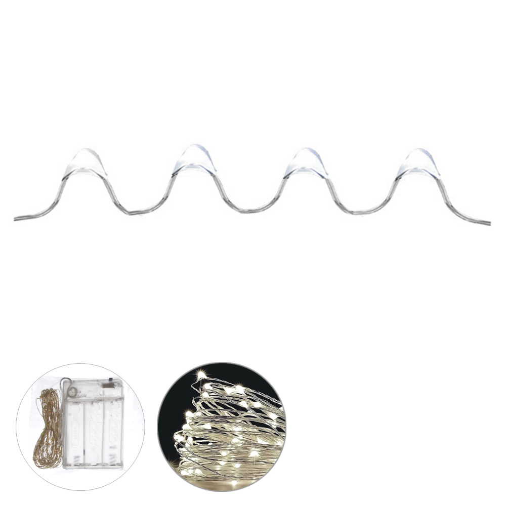 CORDAO 100 LED 4,5V FIO DE FADA LUZ FIXA A PILHA (BRANCO) 10m