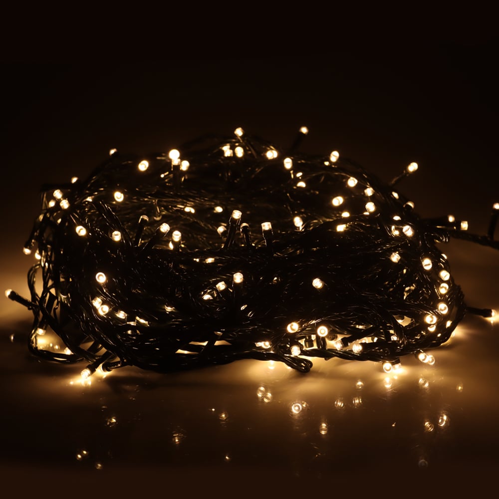 CORDAO 500 LED FIO VERDE C/8 FUNC 127V (BRANCO QUENTE) 40m