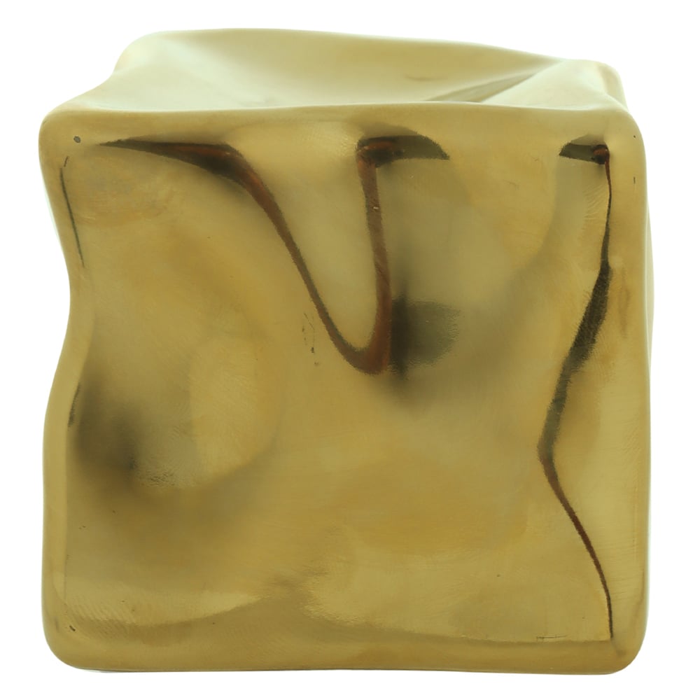ESCULTURA DECORATIVA CERAMICA SQUARE (DOURADO) 7X7X7cm