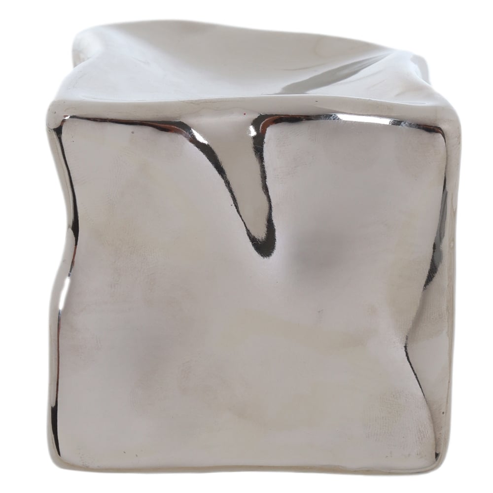 ESCULTURA DECORATIVA CERAMICA SQUARE (PRATA) 7X7X7cm