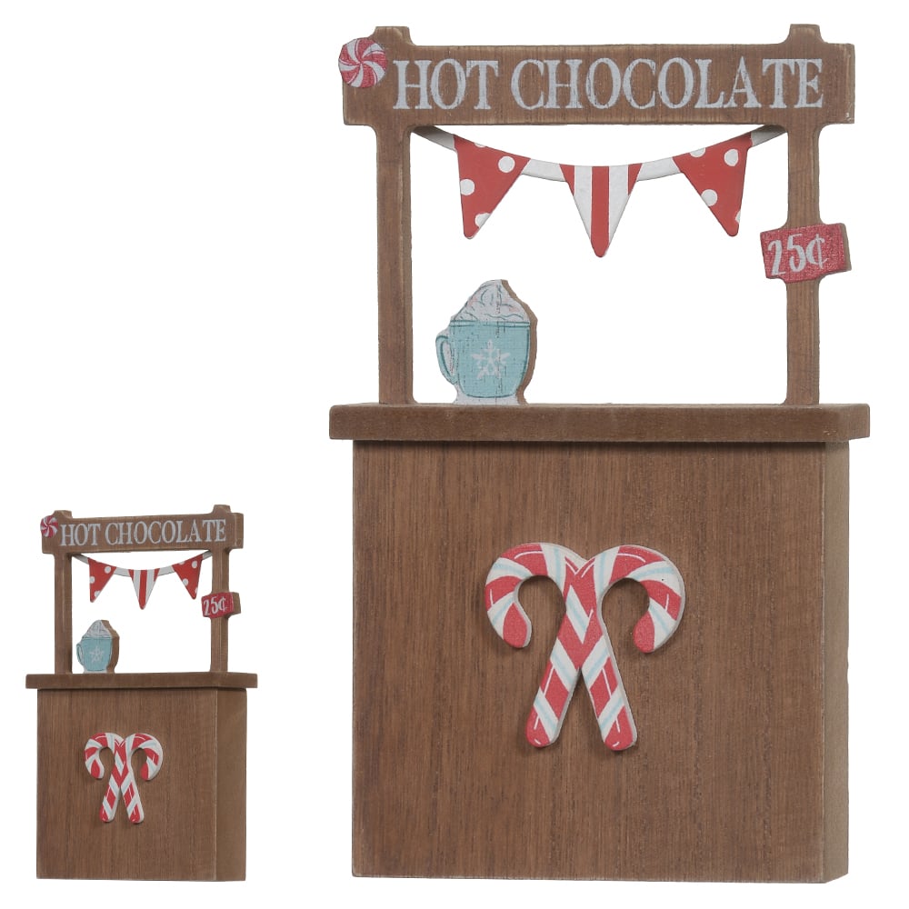 NATAL  PLACA DECOR BARRAQUINHA 15,31X9,06X3,12cm (BEGE VERMELHO)