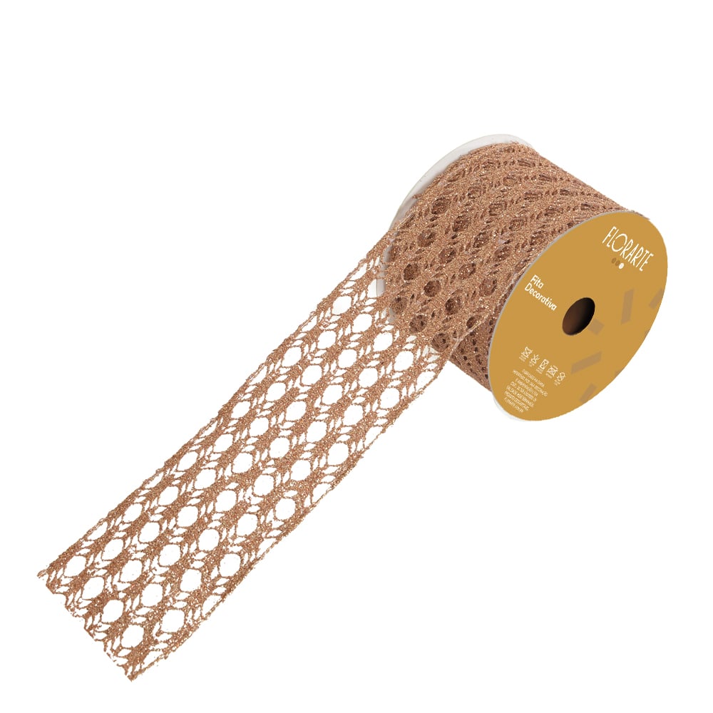 FITA ARAMADA TELA C/GLITTER C/COSTURA (ROSE) 6,3cmX9,14m
