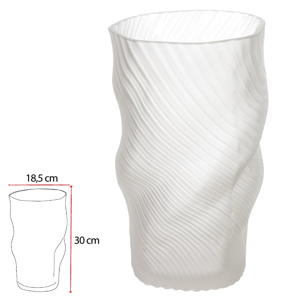 VASO DECORATIVO VIDRO (TRANSPARENTE FOSCO) 30cm 18,5d