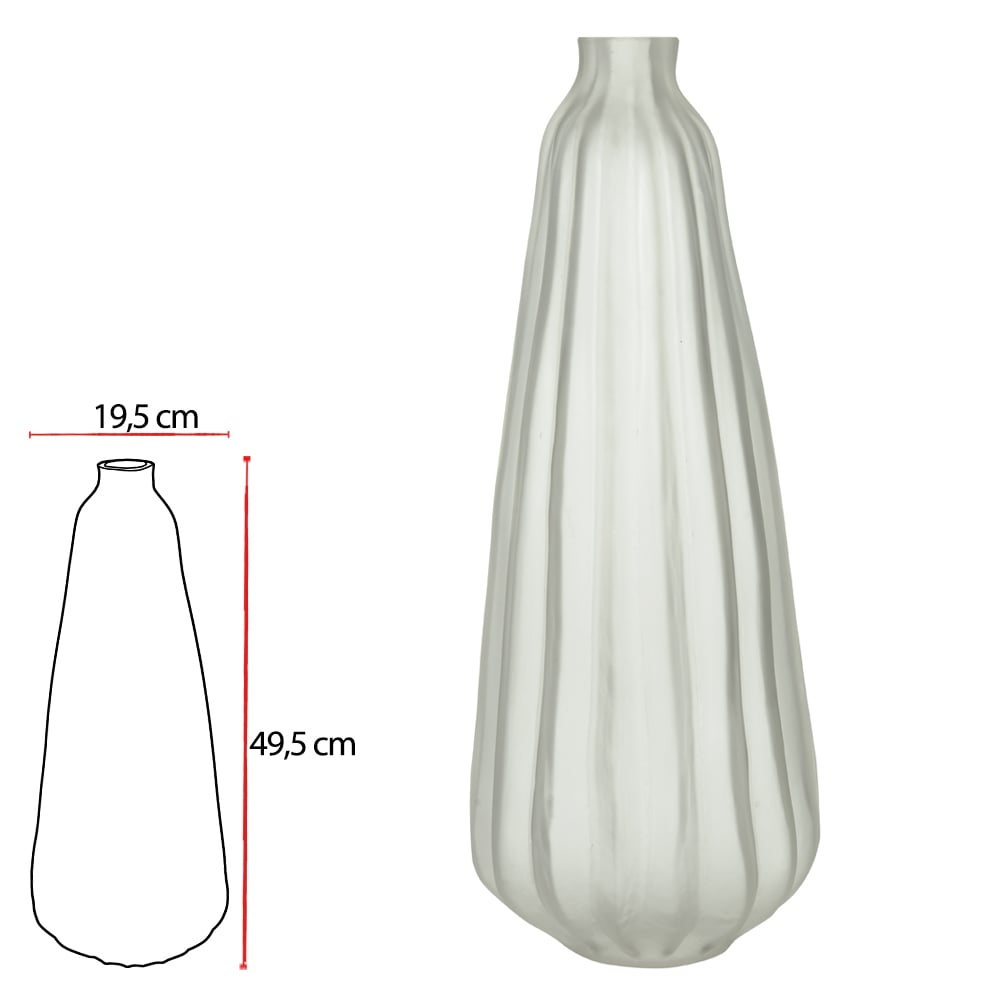 VASO DECORATIVO VIDRO (TRANSPARENTE FOSCO) 49,5cm 19,5d