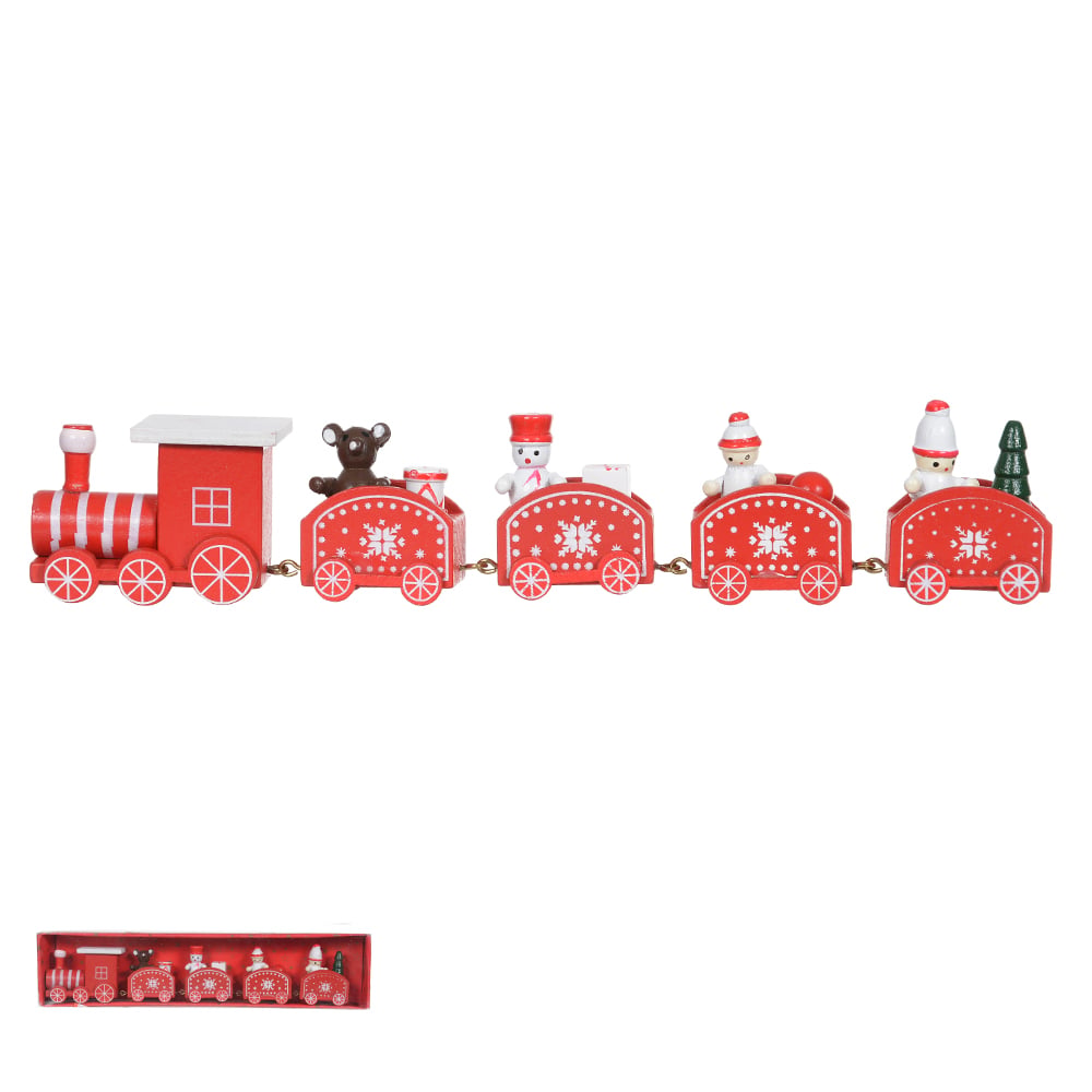 TREM DECORATIVO NATAL MADEIRA (VERMELHO) 27,5X5,8X2,8cm