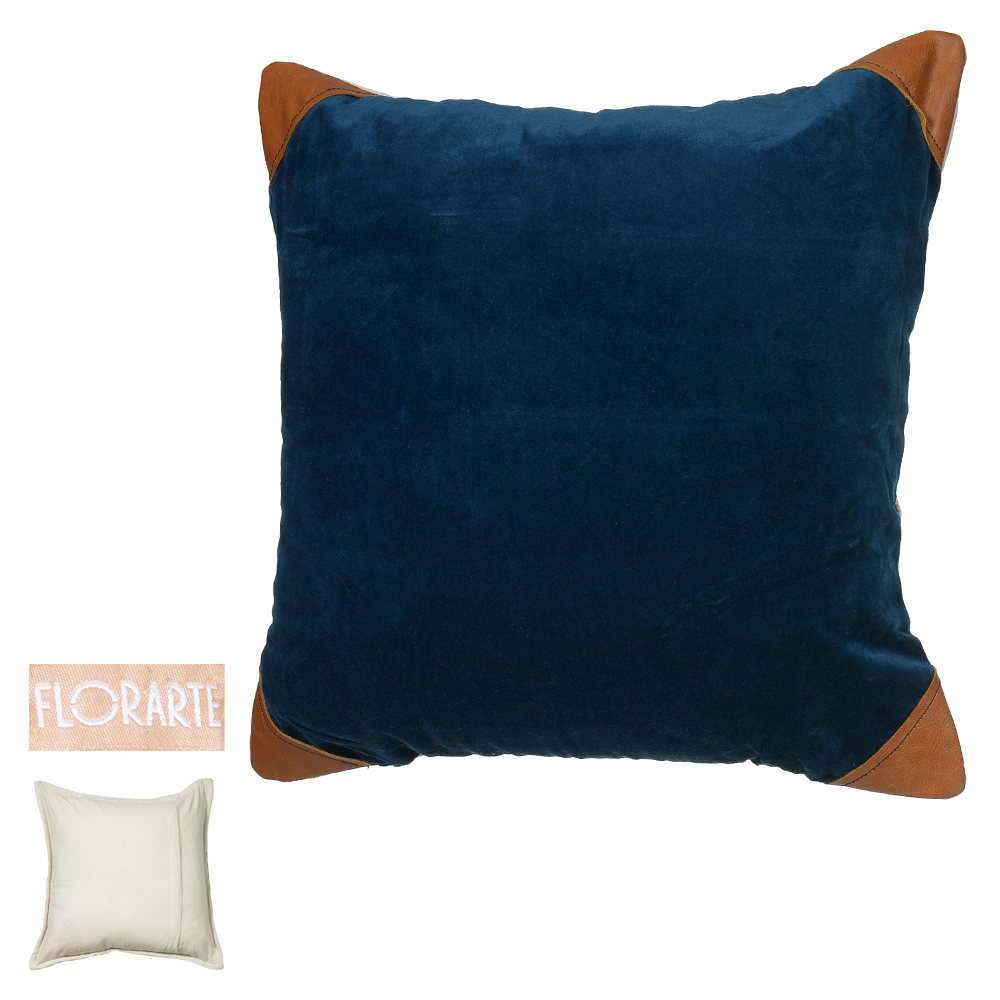 ALMOFADA VELUDO FORTUNA BLUE COURO (AZUL) 50X50cm