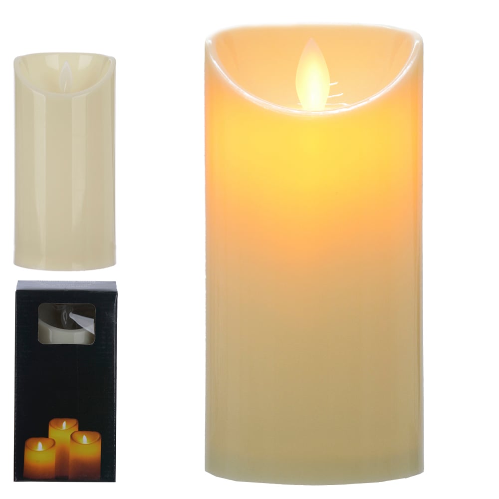 VELA LED CHAMA DANCANTE PLT A PILHA (BEGE) 15X7,5cm