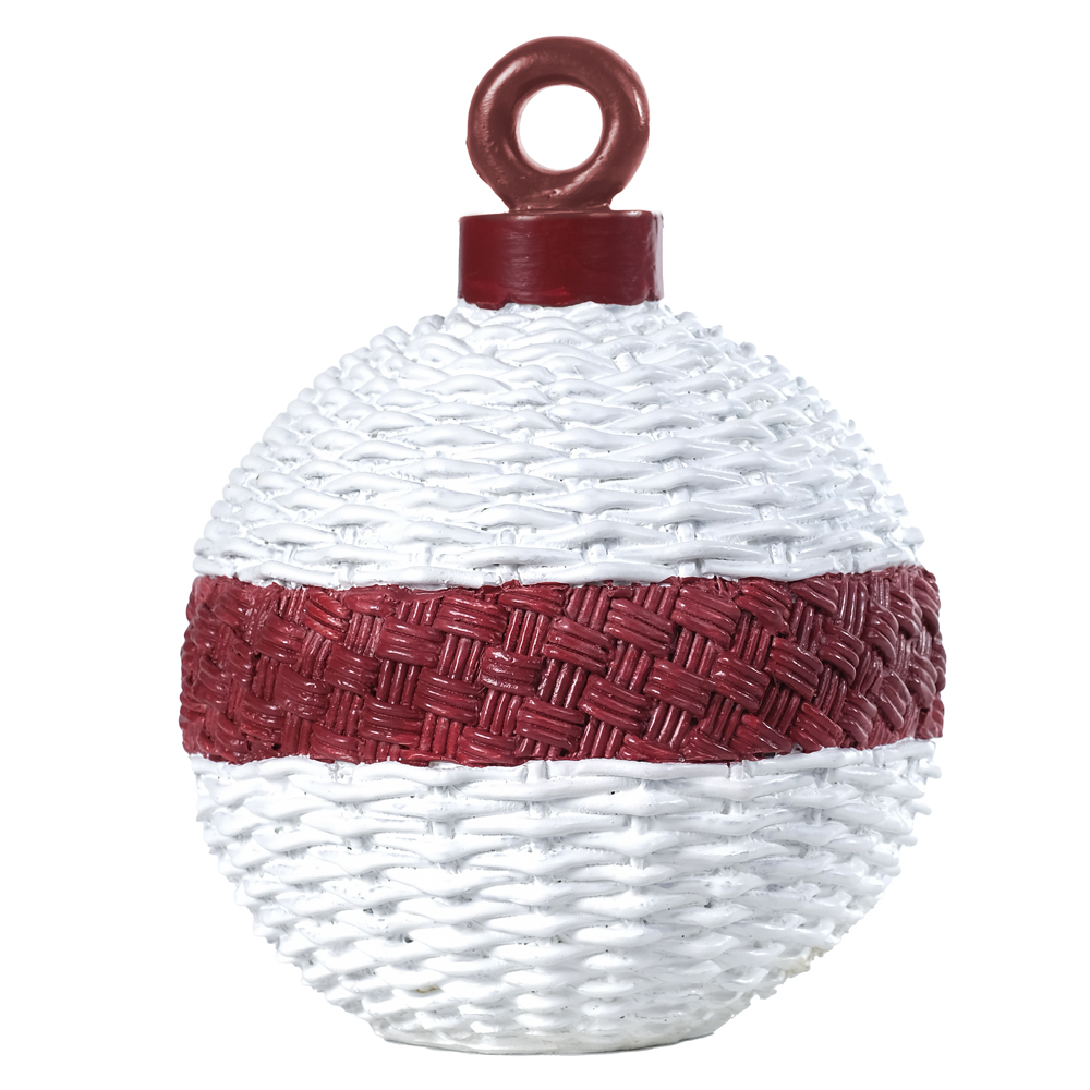 RESINA NATAL BOLA (VERMELHO BRANCO) 18X14X14cm