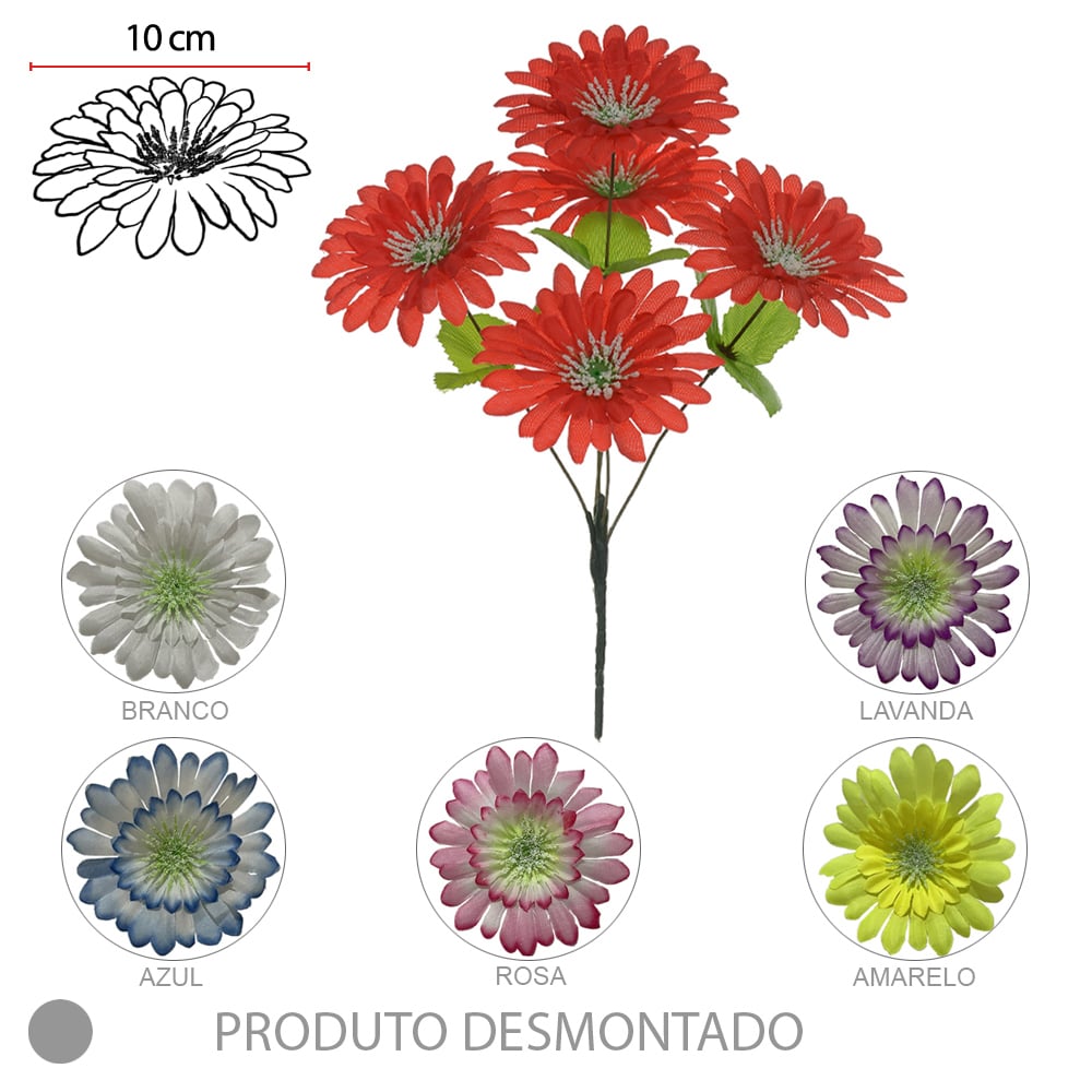 B.GERBERA X5 (CORES SORTIDAS) 29cm