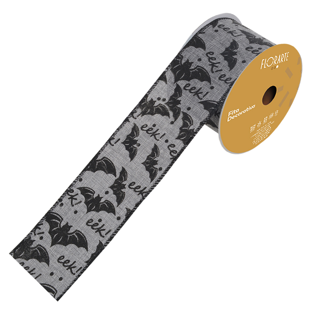 FITA ARAMADA LINHO C/COSTURA (CINZA PRETO) 6,3cmX9,14m