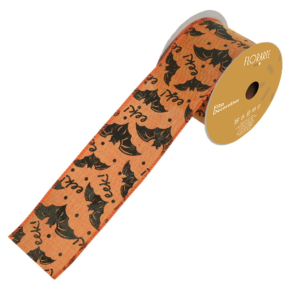 FITA ARAMADA LINHO C/COSTURA (LARANJA PRETO) 6,3cmX9,14m