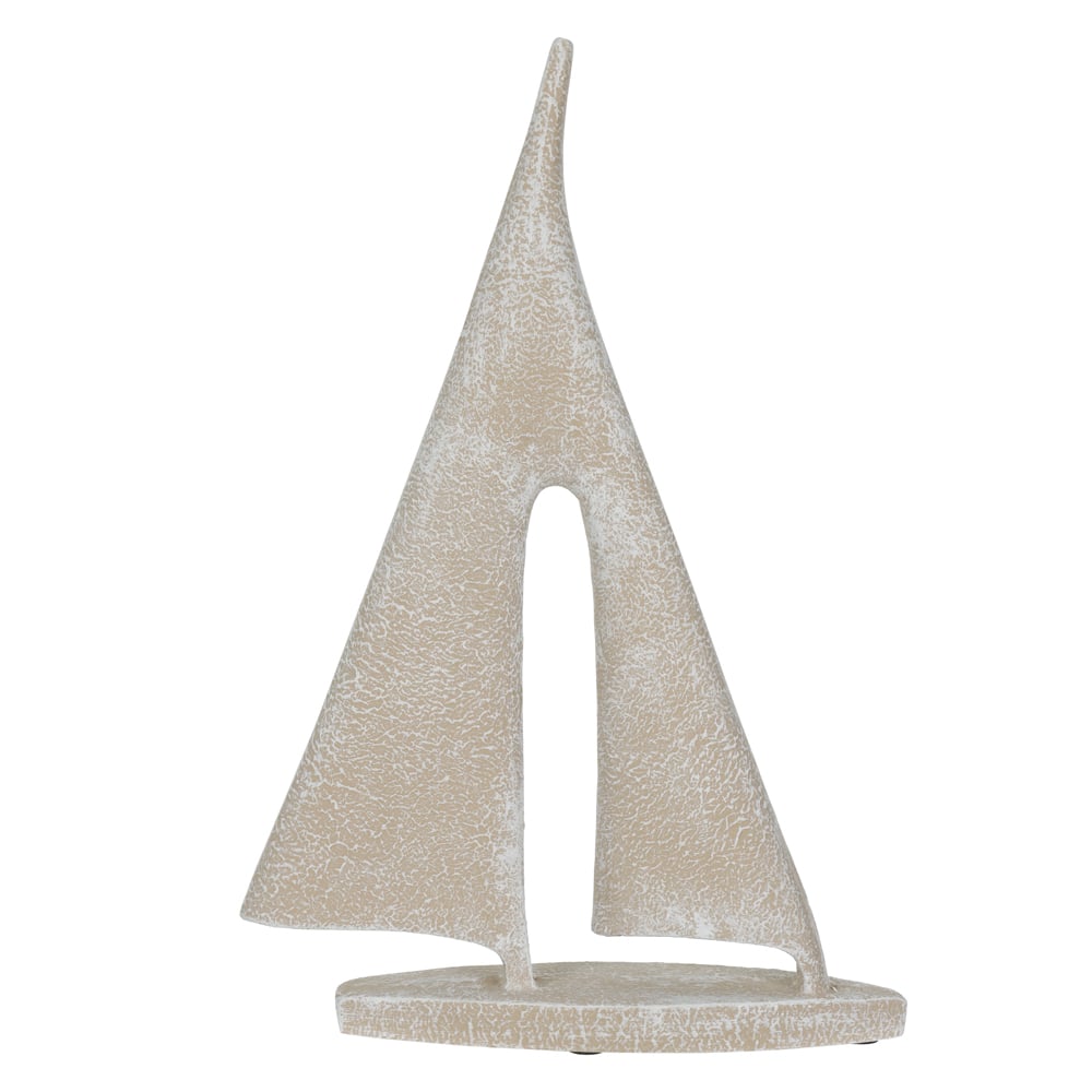 ESCULTURA DECORATIVA POLIRESINA BARCO TEXTURIZADO (BEGE) 28,5X19X5cm