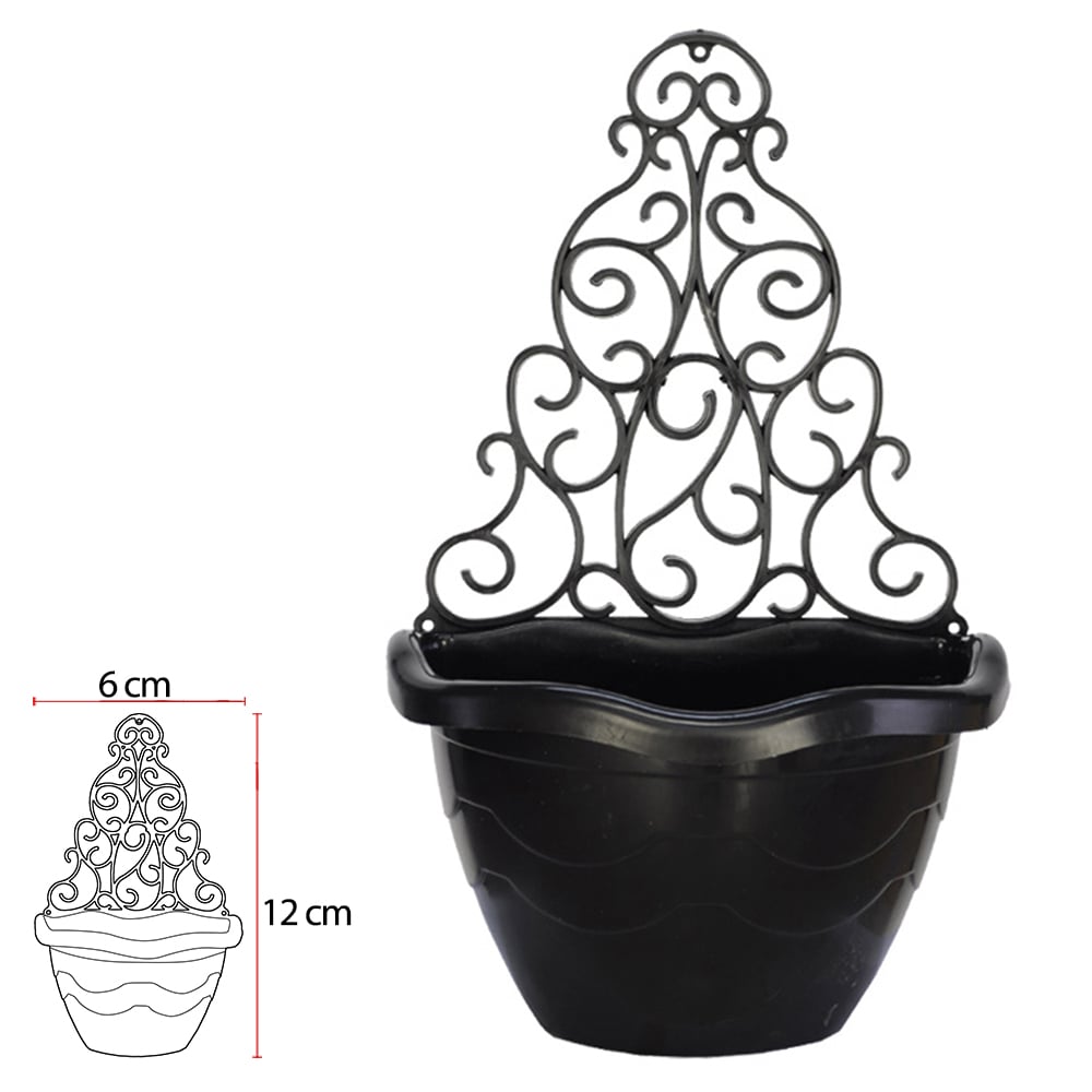 PLASTICO VASO ARANDELA (PRETO) 43X26,5CM
