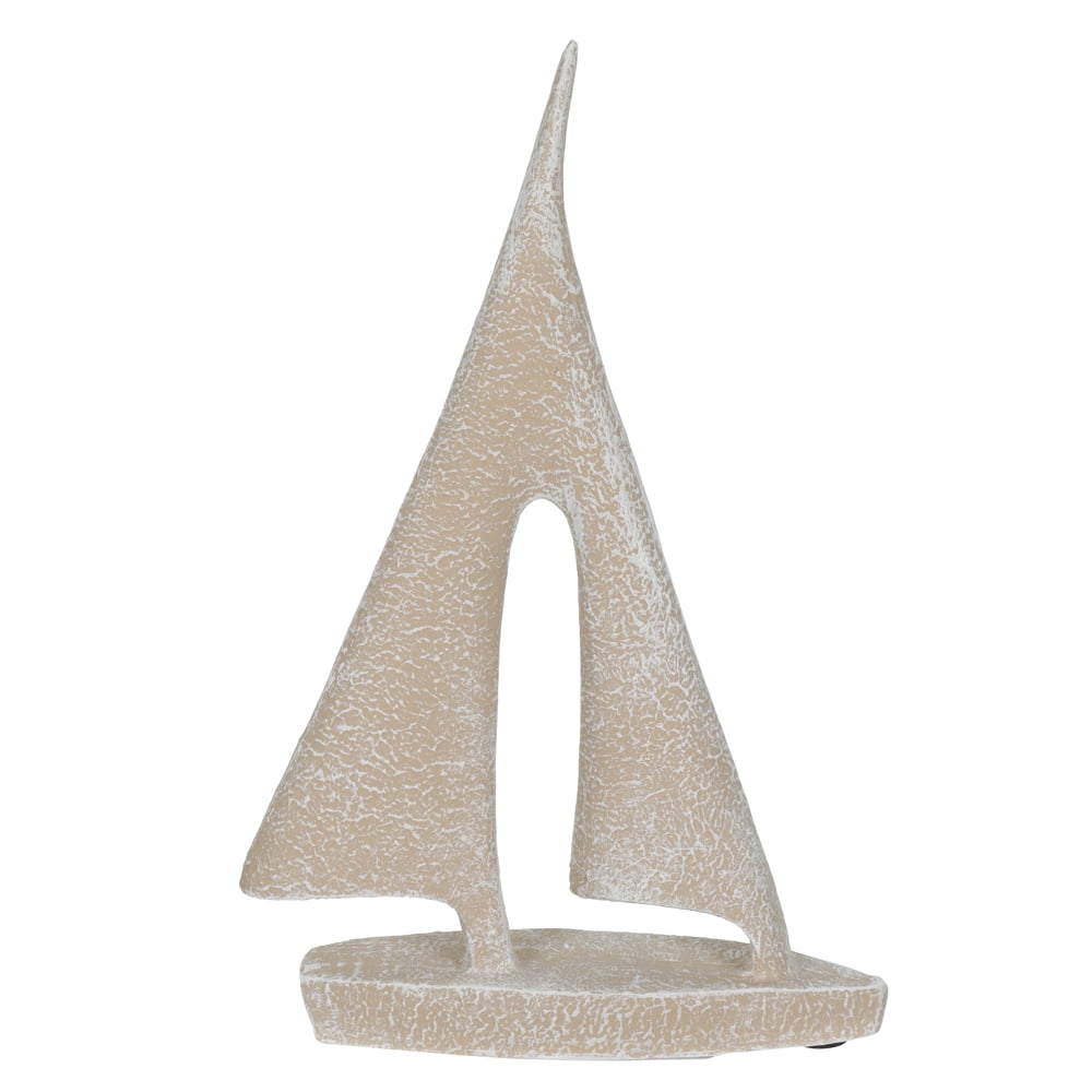 ESCULTURA DECORATIVA POLIRESINA BARCO TEXTURIZADO (BEGE) 20,5X13,5X3,5cm