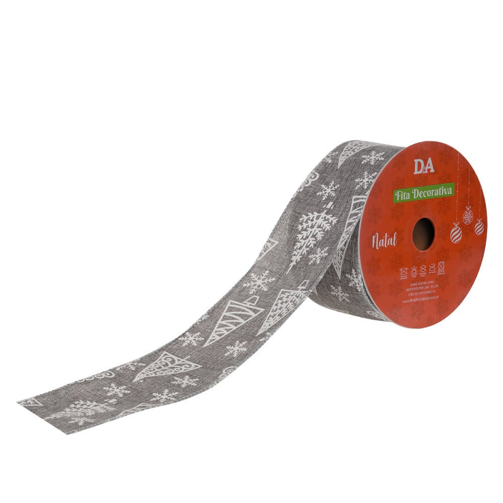 FITA ARAMADA LINHO C/COSTURA (CINZA BRANCO) 6,3cmX9,14m