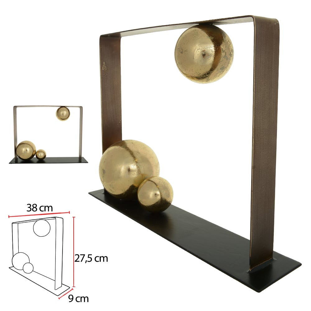 ESCULTURA DECOR METAL (PRETO DOURADO) 27,5X38X10cm