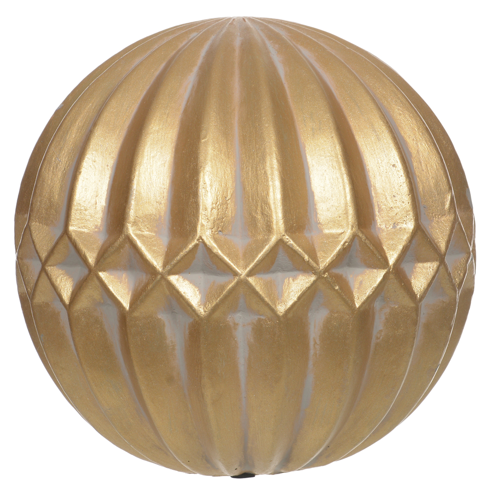 ESCULTURA DE CIMENTO  DECOR BOLA NATALINA 18X18cm (DOURADO)