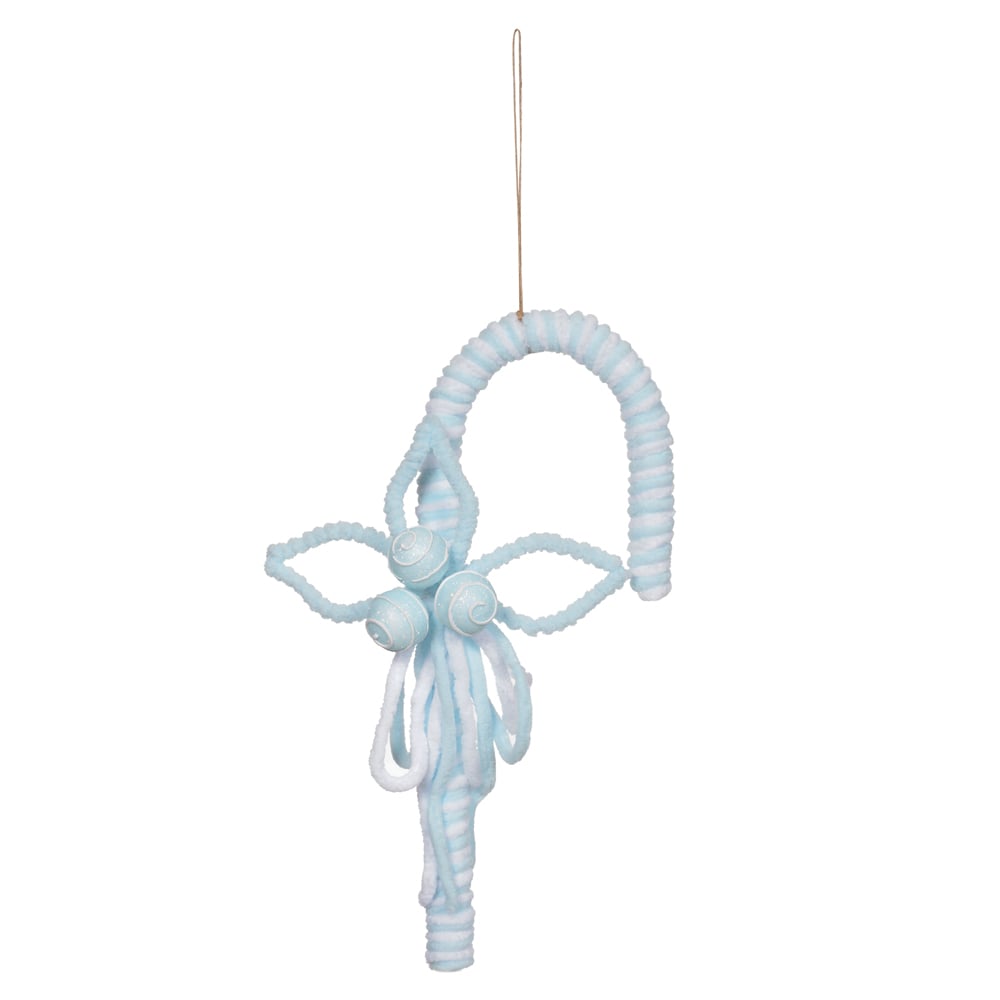 ENFEITE NATAL BENGALA PENDURAR (AZUL BRANCO) 35cm