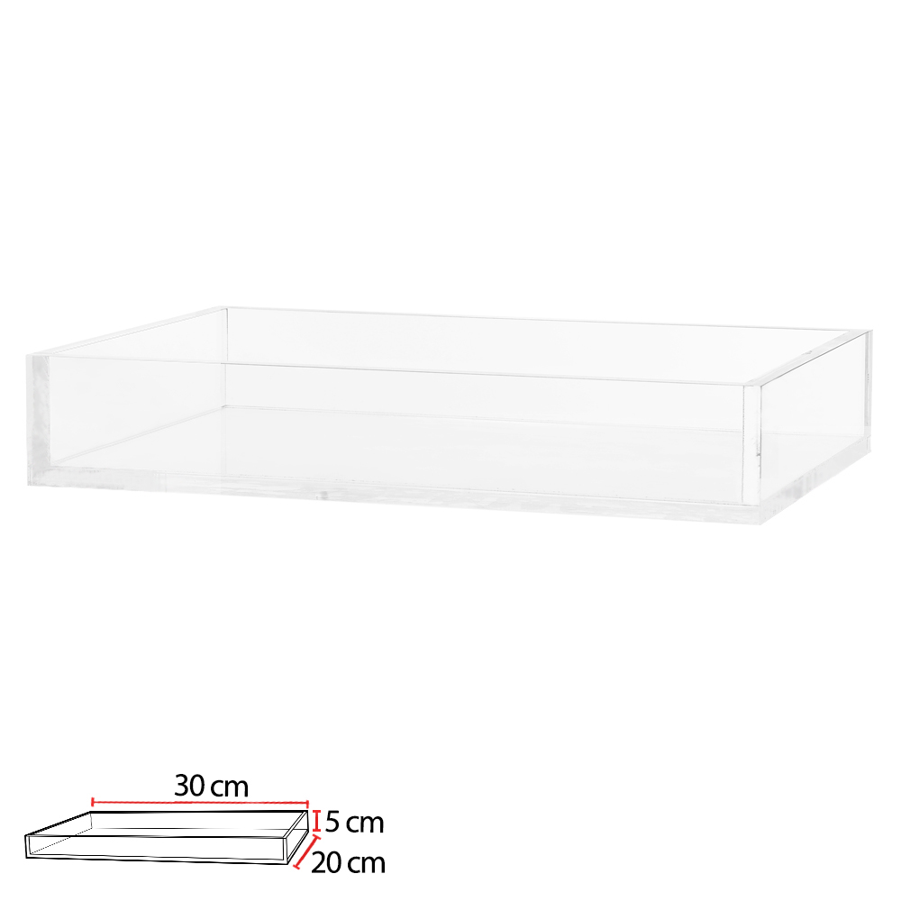 BANDEJA DECORATIVA ACRILICO 8MM (TRANSPARENTE) 5X30X20cm