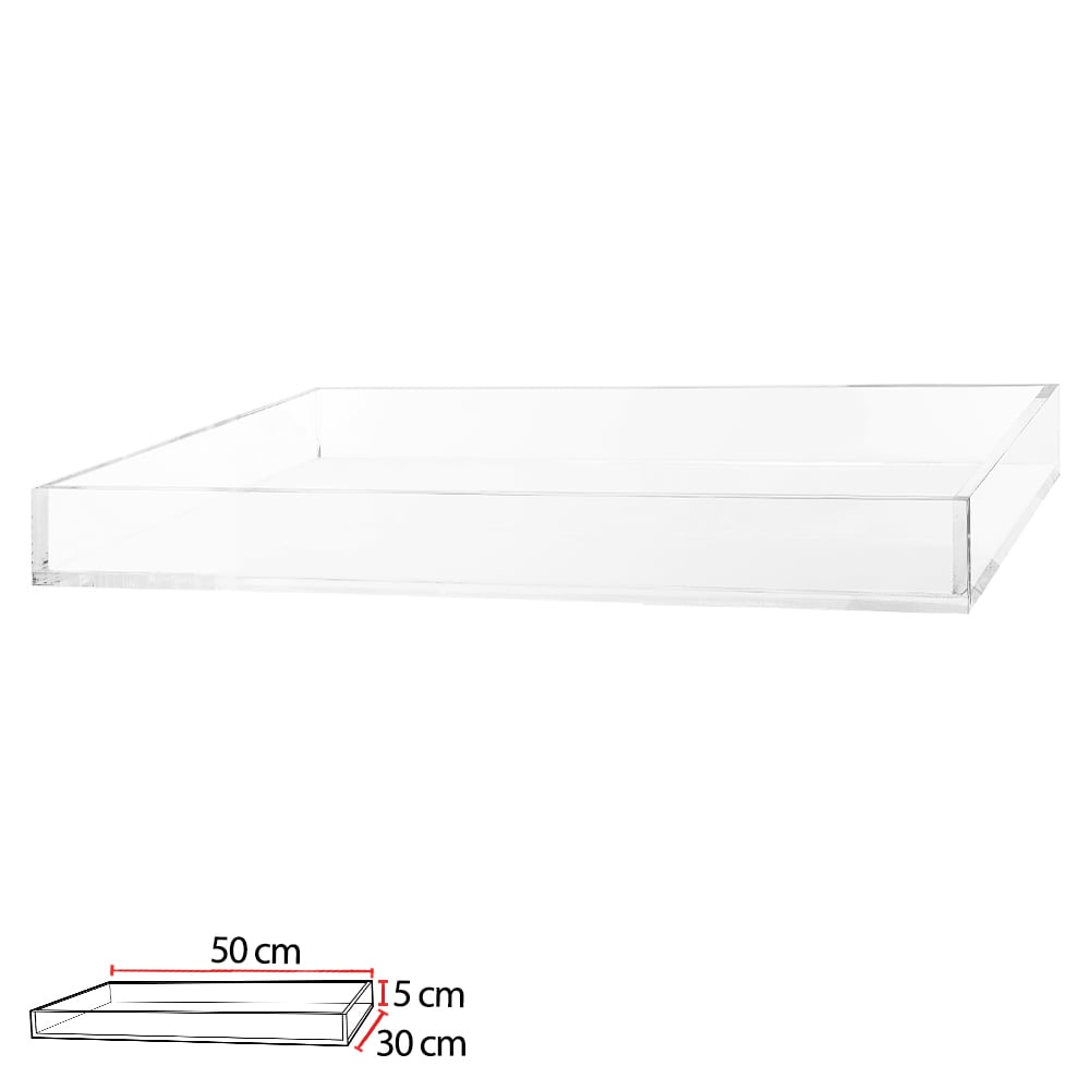 BANDEJA DECORATIVA ACRILICO 8MM (TRANSPARENTE) 5X50X30cm