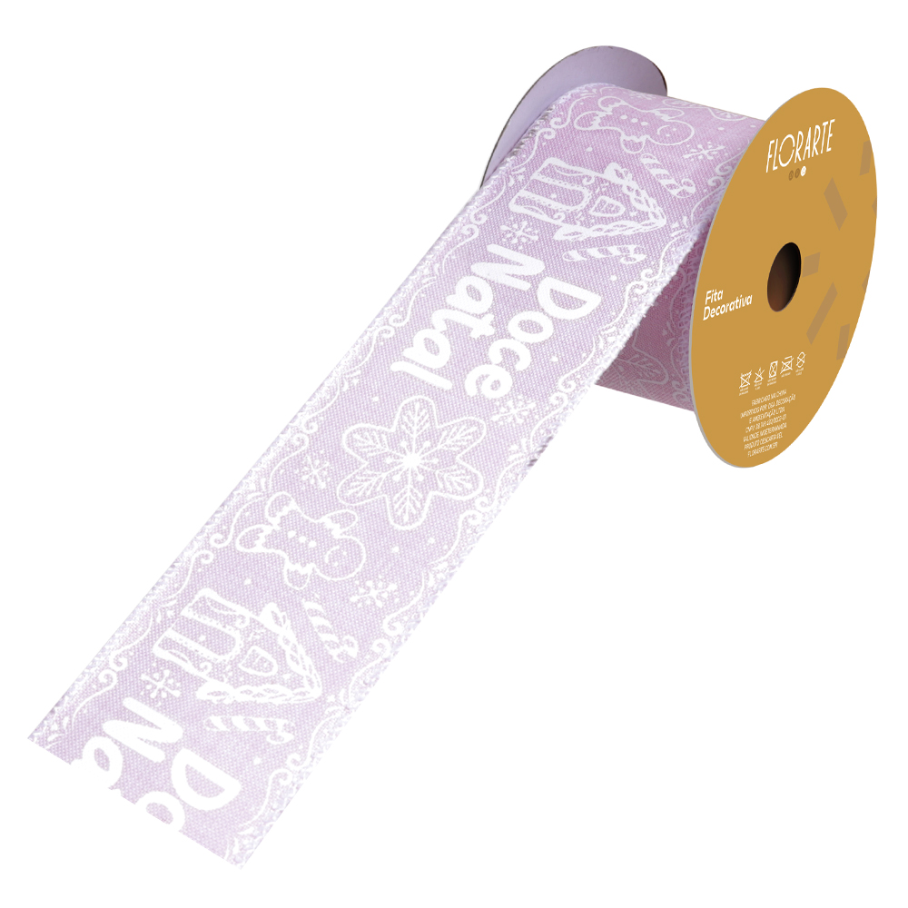 FITA ARAMADA LINHO GINGER C/COSTURA (ROSA BRANCO) 6,3cmX9,14m