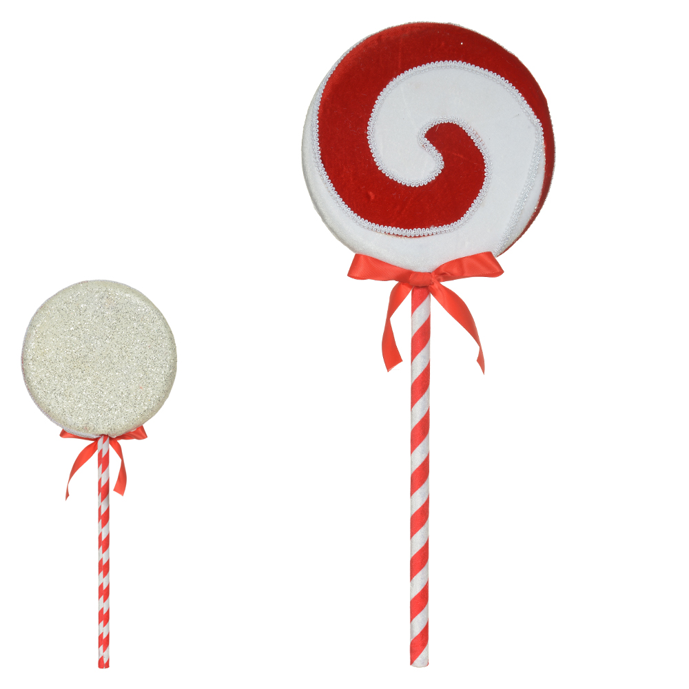 ENFEITE NATAL PIRULITO (VERMELHO BRANCO) 63X24cm