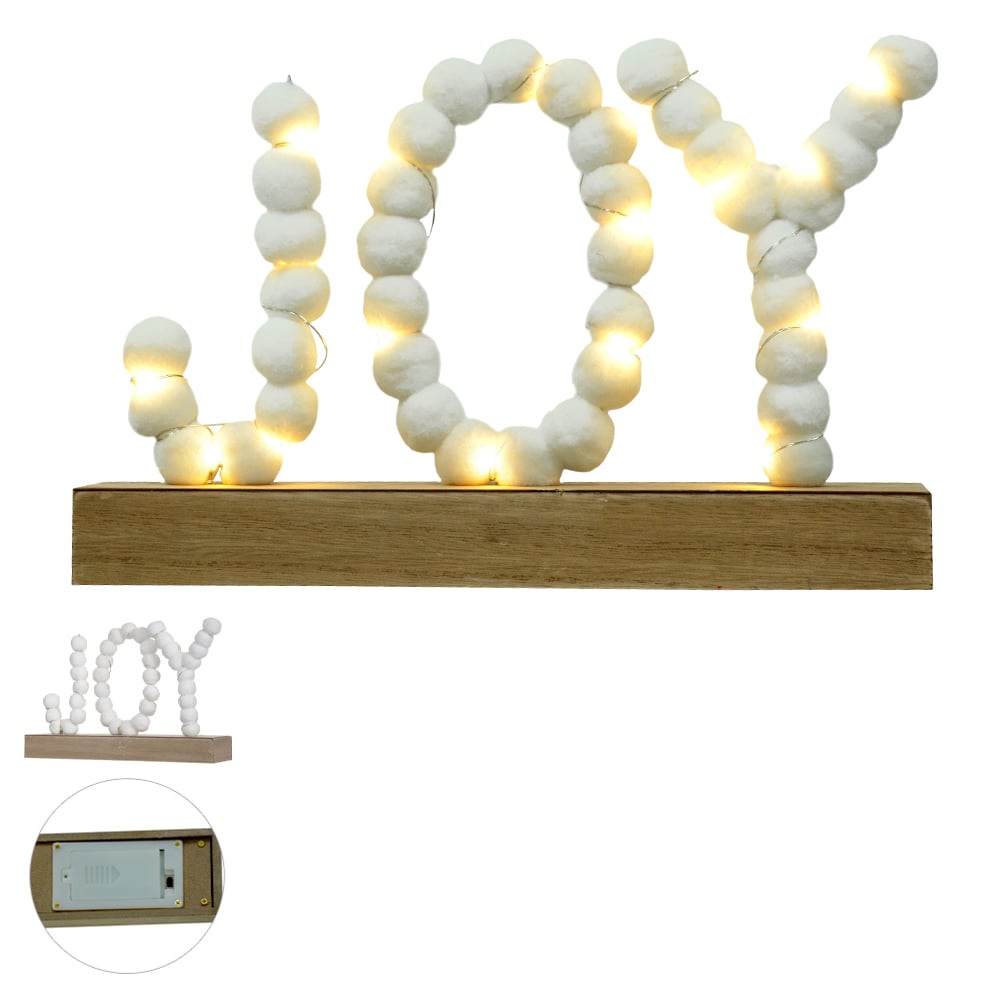 NATAL  LETREIRO DECORATIVO JOY C/LED 27X5,7X17,5cm (BRANCO)