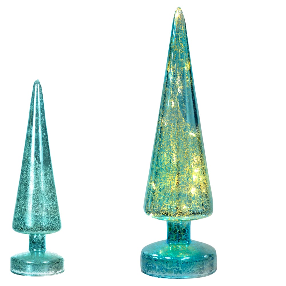 NATAL ARVORE  DECORATIVA VIDRO C/LED 30X9cm (AZUL)