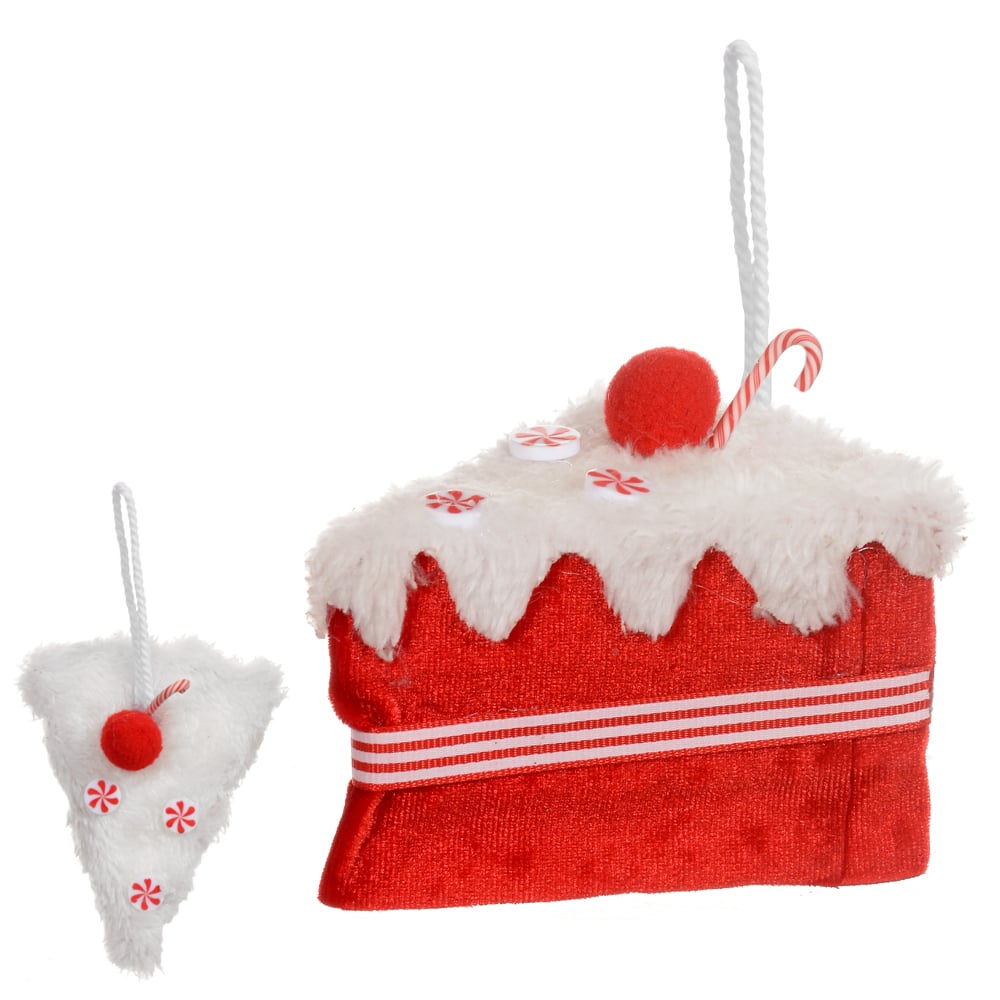 ENFEITE NATAL FATIA DE TORTA (VERMELHO) 16cm