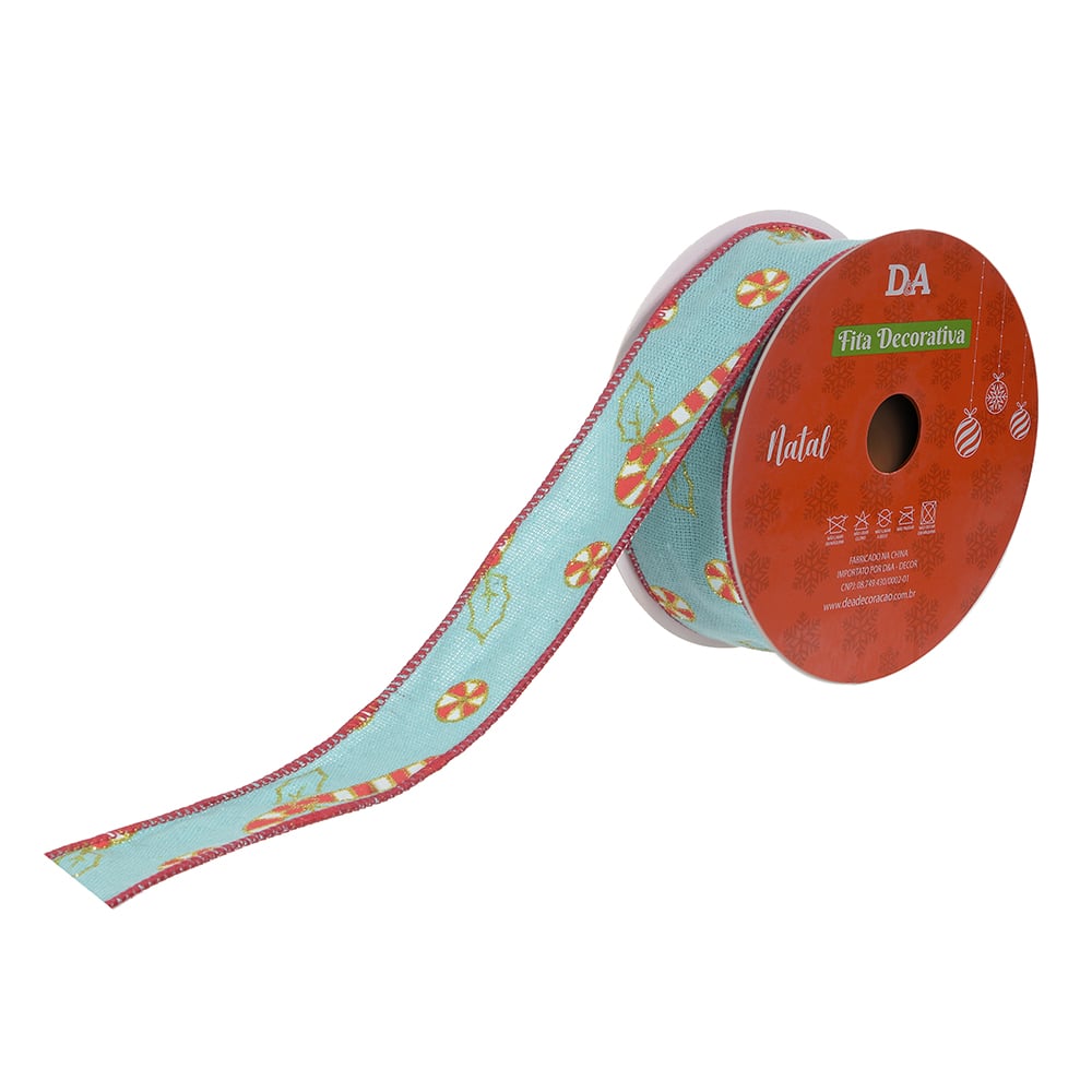 FITA ARAMADA LINHO CANDY C/COSTURA (AZUL VERMELHO) 3,8cmX9,14m
