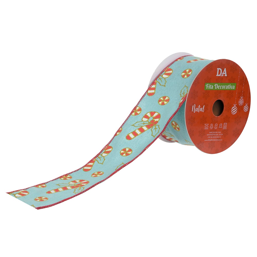 FITA ARAMADA LINHO CANDY C/COSTURA (AZUL VERMELHO) 6,3cmX9,14m