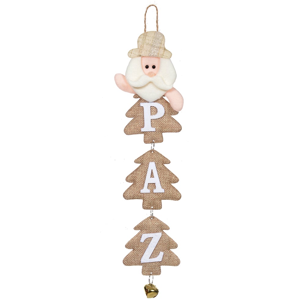 NATAL ENFEITE PAPAI NOEL PAZ (BEGE) 10X47cm