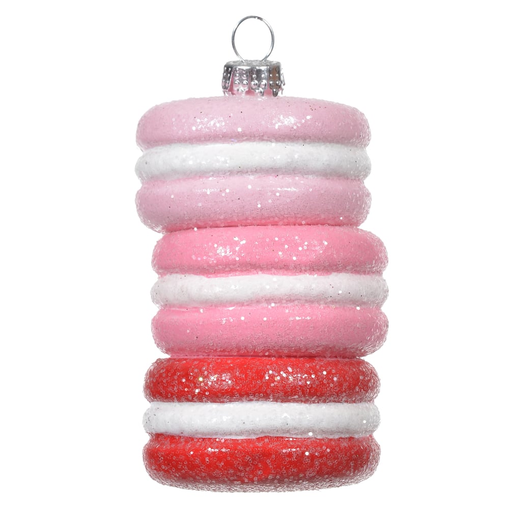 ENFEITE NATAL MACARONS (BRANCO ROSA) 5,4X5,4X8,3cm