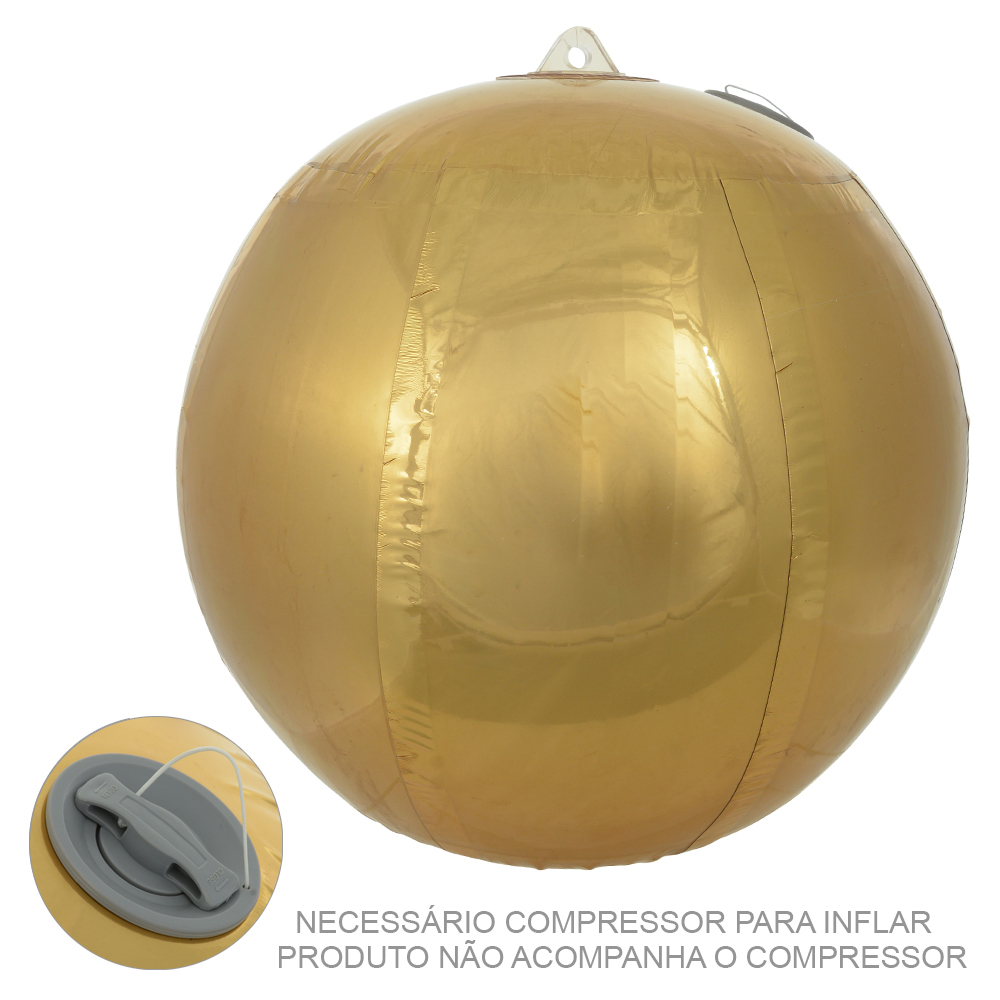BOLA DECORADA NATAL INFLAVEL (DOURADO) 60D