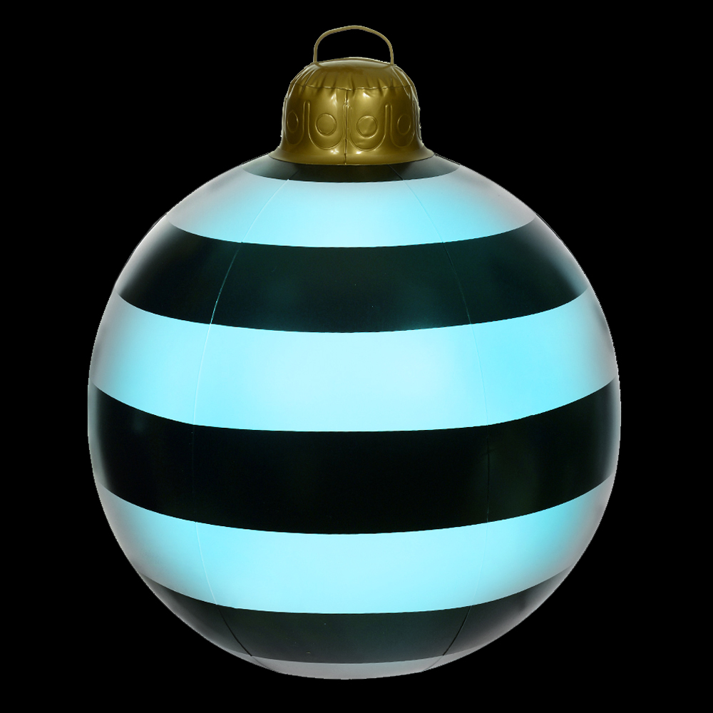 BOLA DECORADA NATAL INFLAVEL C/LED (PRETO BRANCO) 60cm