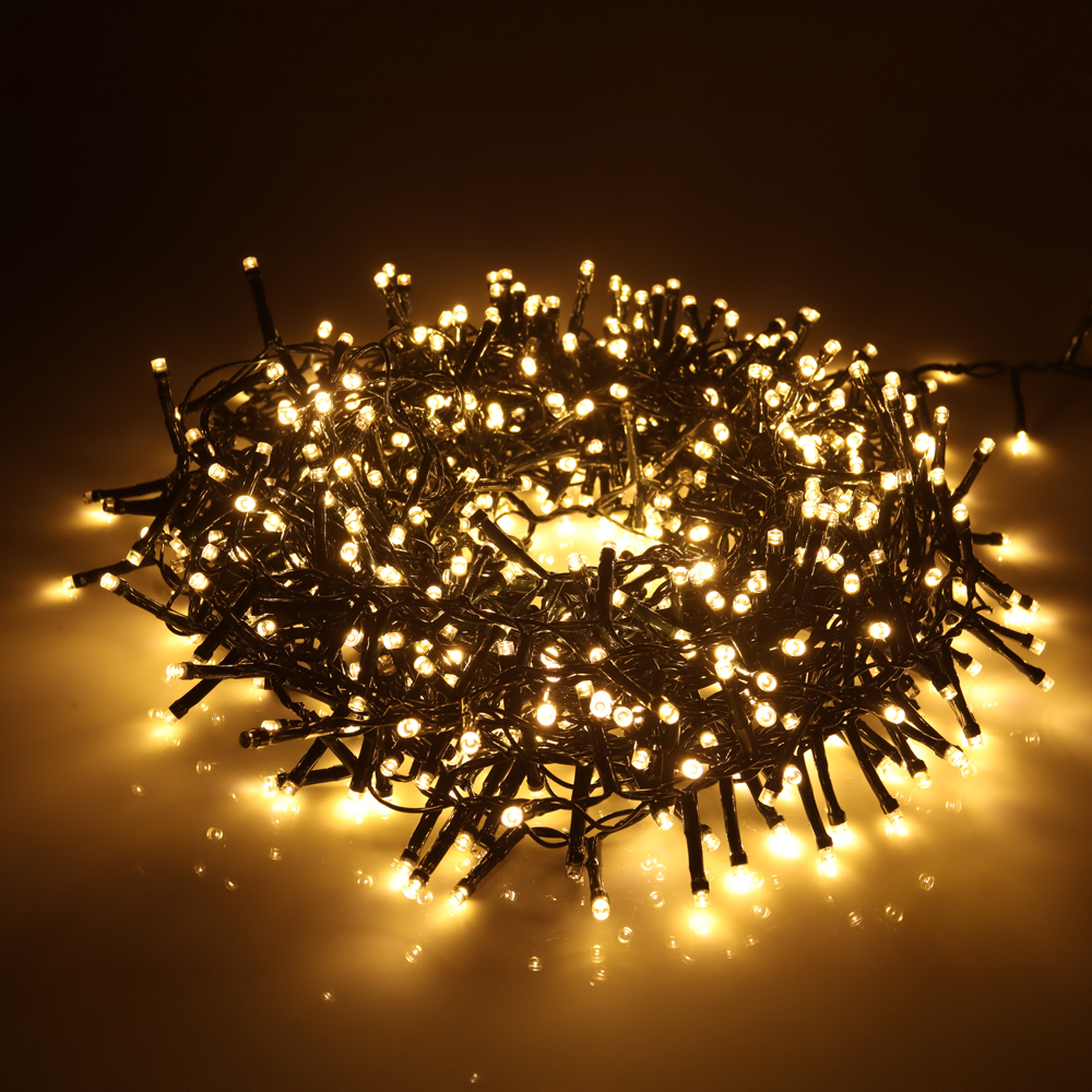 CORDAO 1000 LED USO EXTERNO FIO VERDE BIVOLT C/STROBO (BRANCO QUENTE) 20m
