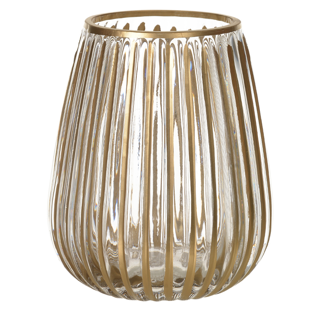 VASO DECOR VIDRO (TRANSPARENTE DOURADO) 13X13X16cm